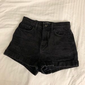 American Apparel Faded Black High Rise Denim Shorts